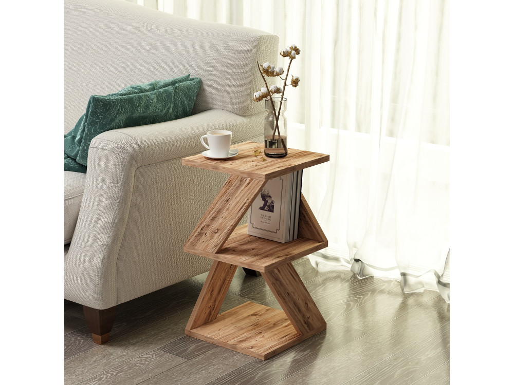 Mesa de apoio de madeira "Albeni" - 29 x 29 x 54 cm - Pinho Atlântico