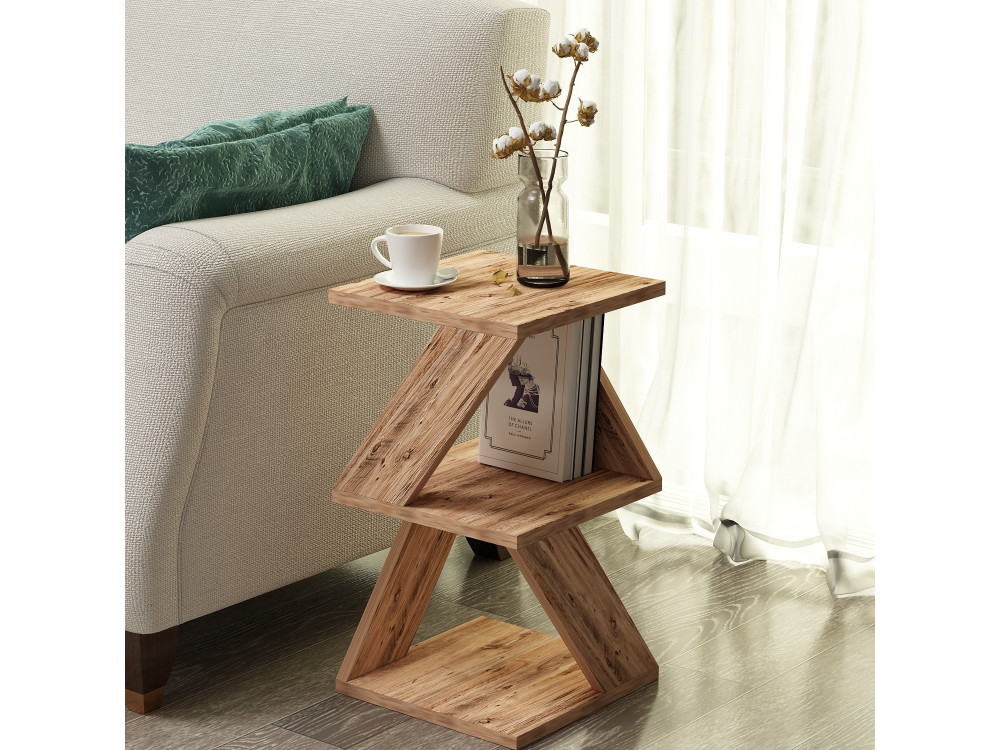 Mesa de apoio de madeira "Albeni" - 29 x 29 x 54 cm - Pinho Atlântico