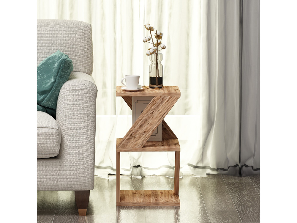 Mesa de apoio de madeira "Albeni" - 29 x 29 x 54 cm - Pinho Atlântico