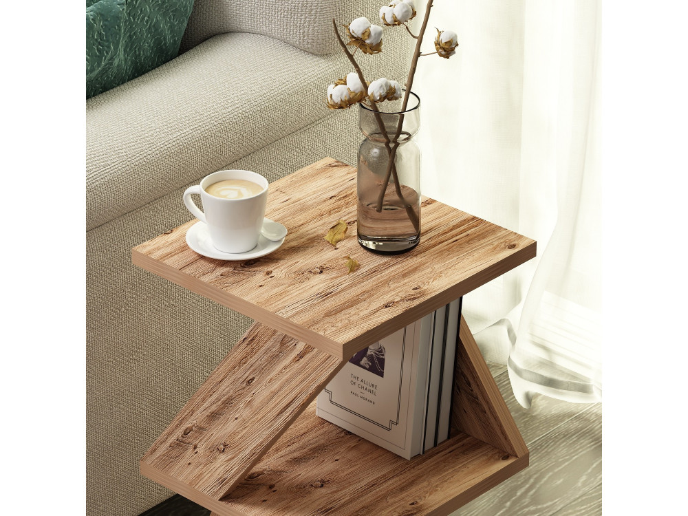 Mesa de apoio de madeira "Albeni" - 29 x 29 x 54 cm - Pinho Atlântico