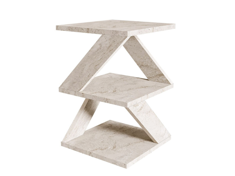Mesa de apoio de madeira "Albeni" - 29 x 29 x 54 cm - Travertino