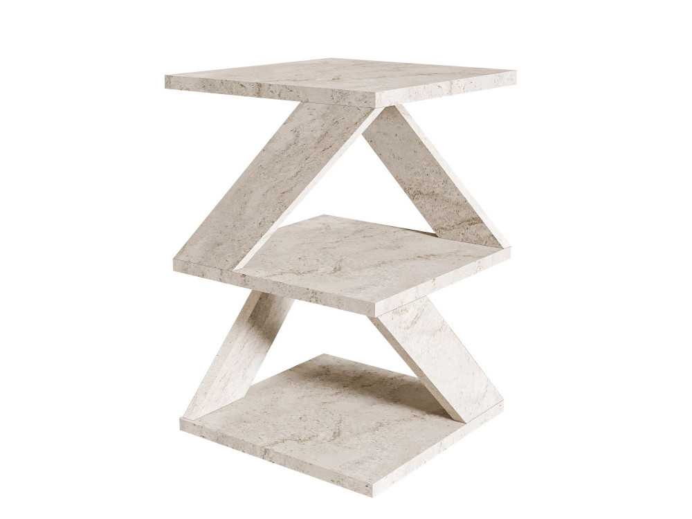 Mesa de apoio de madeira "Albeni" - 29 x 29 x 54 cm - Travertino