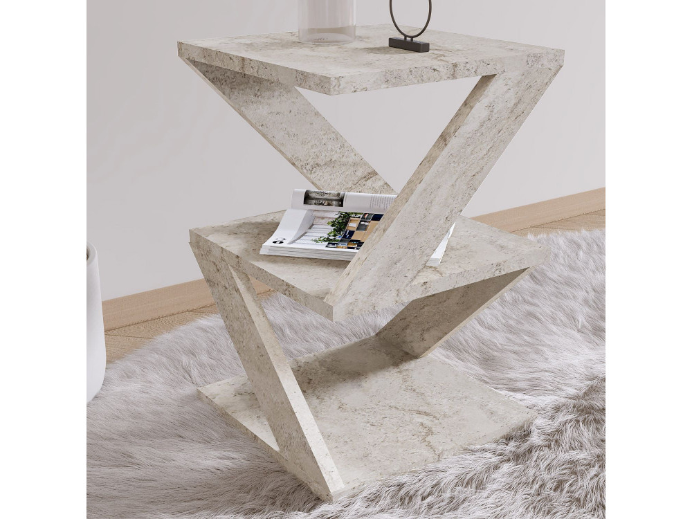 Mesa de apoio de madeira "Albeni" - 29 x 29 x 54 cm - Travertino