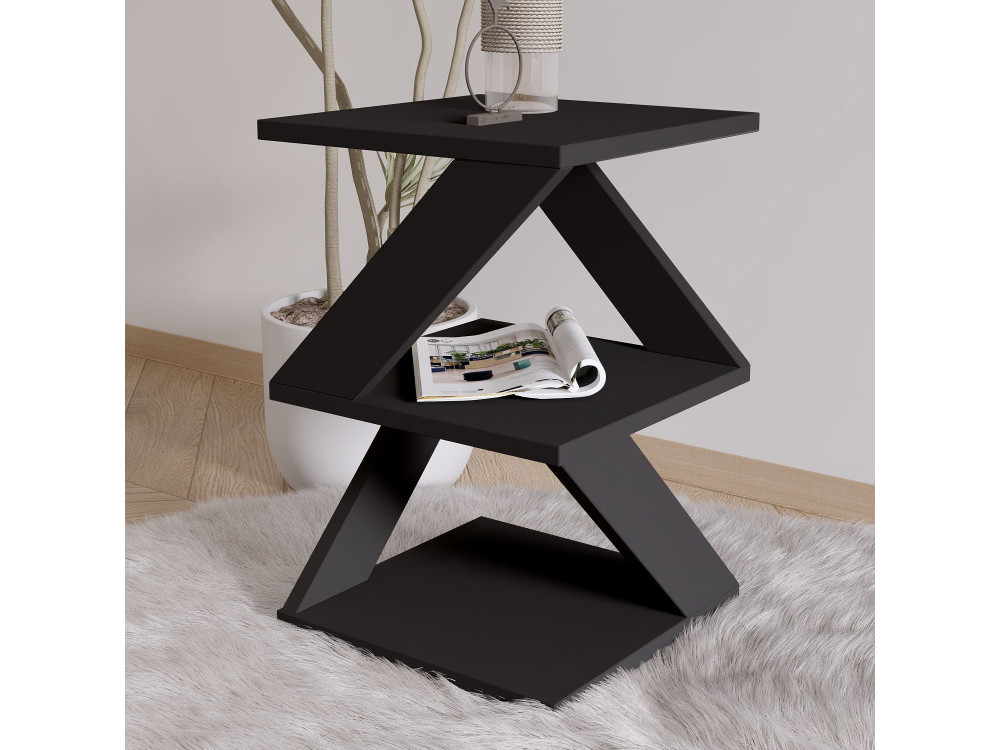 Mesa de apoio de madeira "Albeni" - 29 x 29 x 54 cm - Preto