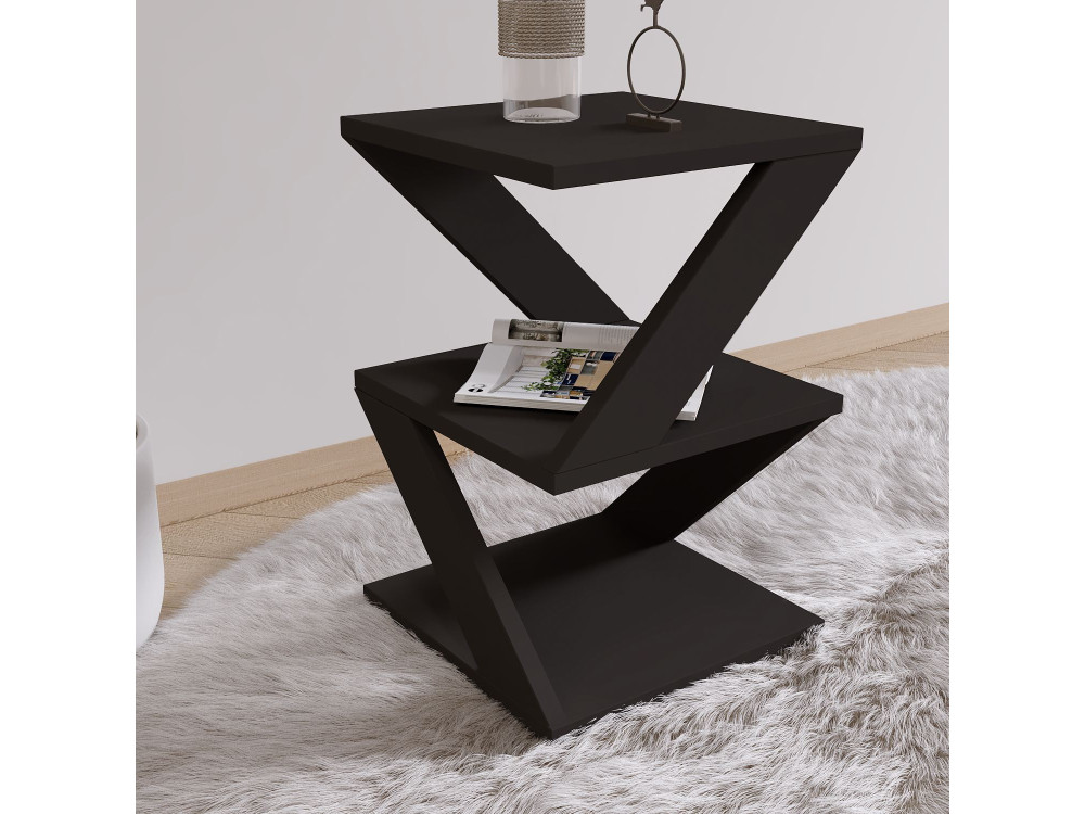 Mesa de apoio de madeira "Albeni" - 29 x 29 x 54 cm - Preto