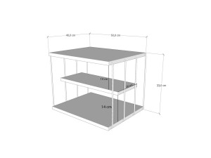 Mesa de apoio de madeira "Lifon" - 50 x 40 x 33 cm - Branco