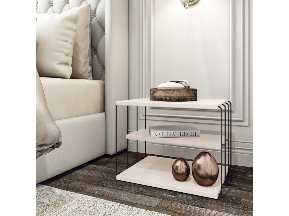 Mesa de apoio de madeira "Lifon" - 50 x 40 x 33 cm - Branco