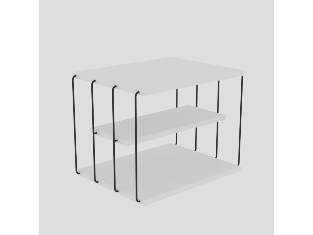 Mesa de apoio de madeira "Lifon" - 50 x 40 x 33 cm - Branco
