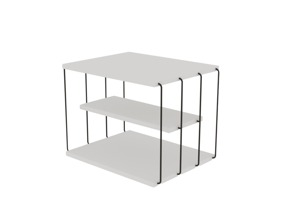 Mesa de apoio de madeira "Lifon" - 50 x 40 x 33 cm - Branco