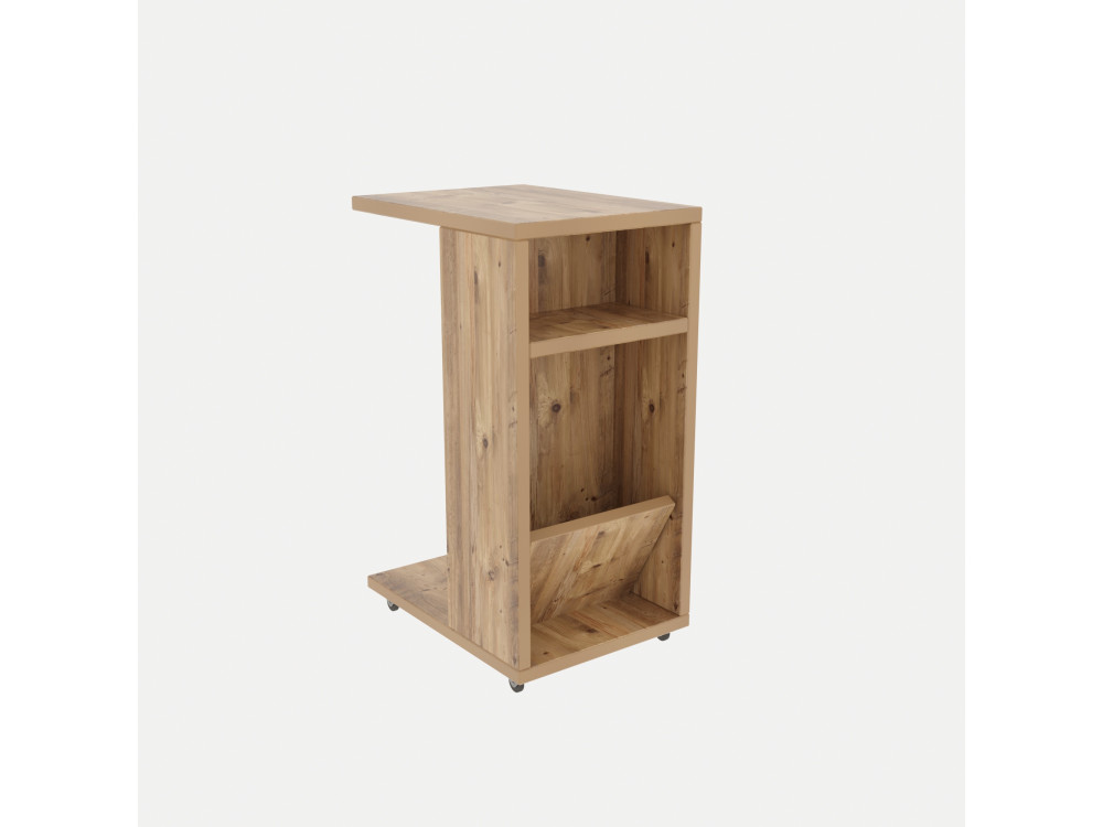 Mesa de apoio de madeira "Filinta" - 30 x 40 x 63 cm - Castanho