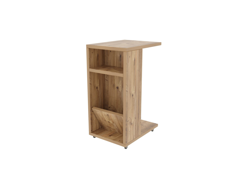 Mesa de apoio de madeira "Filinta" - 30 x 40 x 63 cm - Castanho