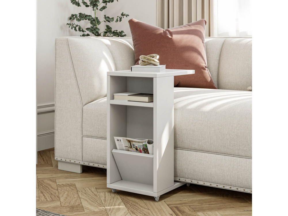 Mesa de apoio de madeira "Filinta" - 30 x 40 x 63 cm - Branco