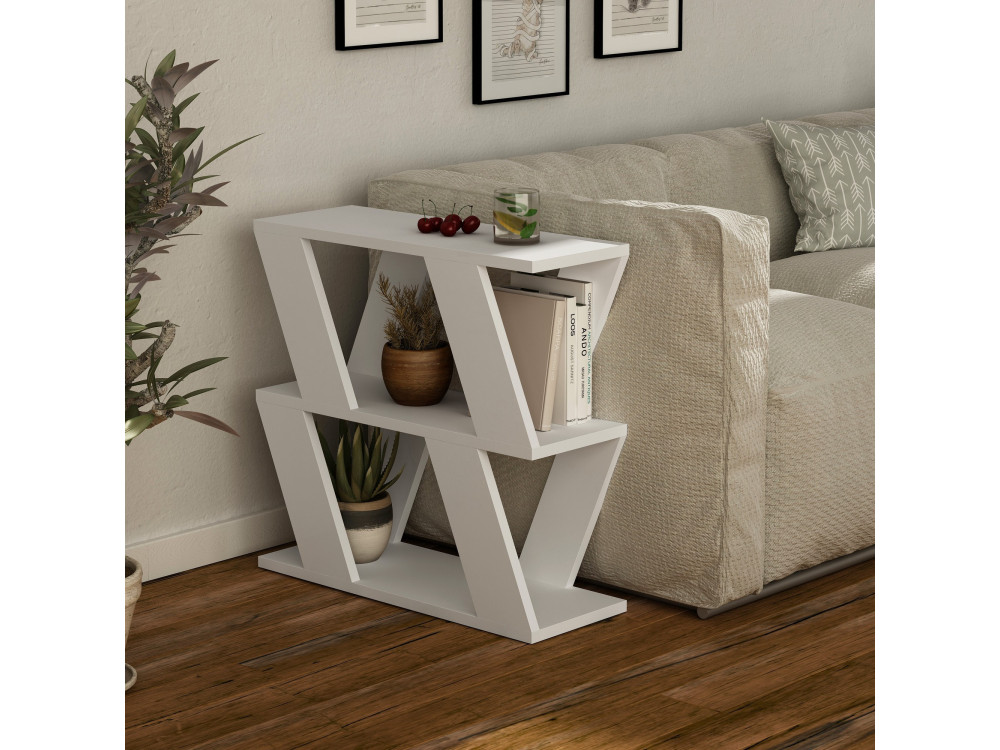 Mesa de apoio de madeira "Lazena" - 60 x 22 x 57 cm - Branco