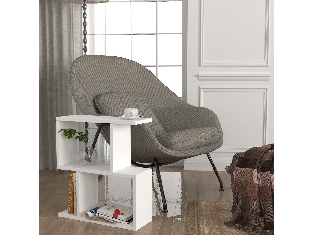 Mesa de apoio de madeira "Karinus" - 50 x 17 x 55 cm - Branco