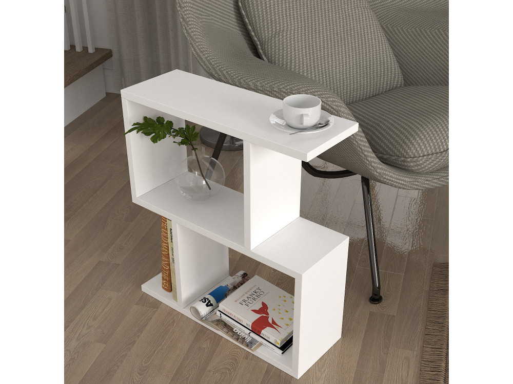 Mesa de apoio de madeira "Karinus" - 50 x 17 x 55 cm - Branco
