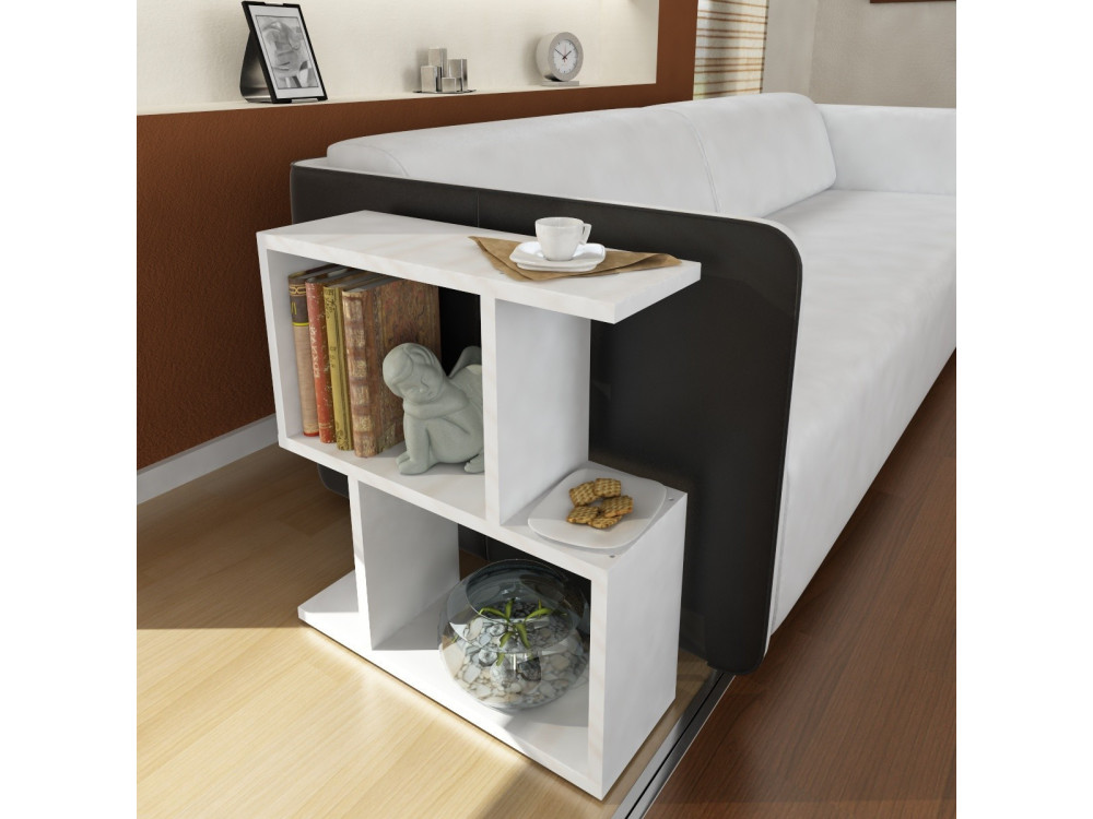 Mesa de apoio de madeira "Karinus" - 50 x 17 x 55 cm - Branco