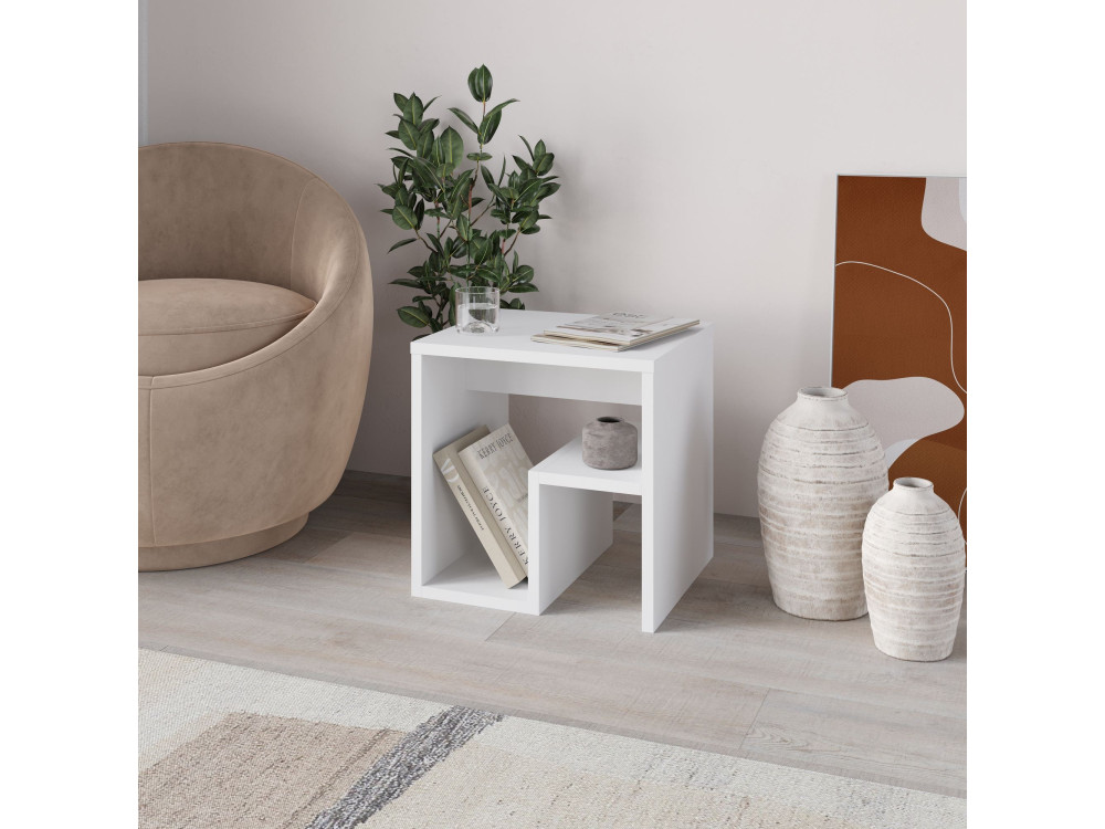 Mesa de apoio de madeira "Bon" 40 x 35 x 40 cm - Branco