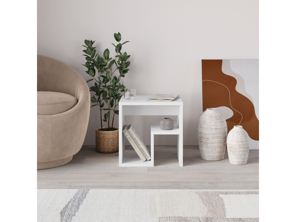 Mesa de apoio de madeira "Bon" 40 x 35 x 40 cm - Branco