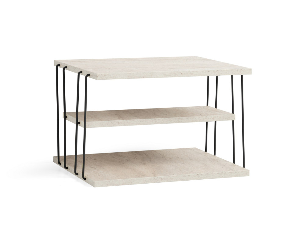 Mesa de apoio de madeira "Lifon" - 50 x 40 x 33 cm - Travertino