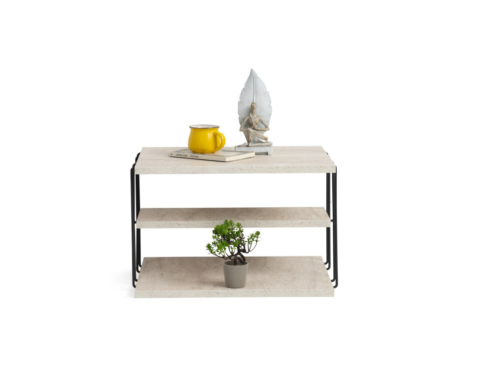 Mesa de apoio de madeira "Lifon" - 50 x 40 x 33 cm - Travertino