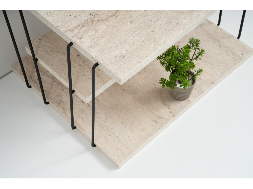 Mesa de apoio de madeira "Lifon" - 50 x 40 x 33 cm - Travertino