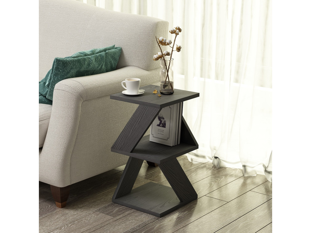 Mesa de apoio de madeira "Albeni" - 30 x 30 x 54 cm - Preto