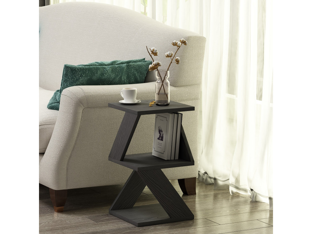 Mesa de apoio de madeira "Albeni" - 30 x 30 x 54 cm - Preto