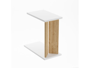 Mesa de apoio em madeira "Lun" - 25 x 50 x 48 cm - Bege