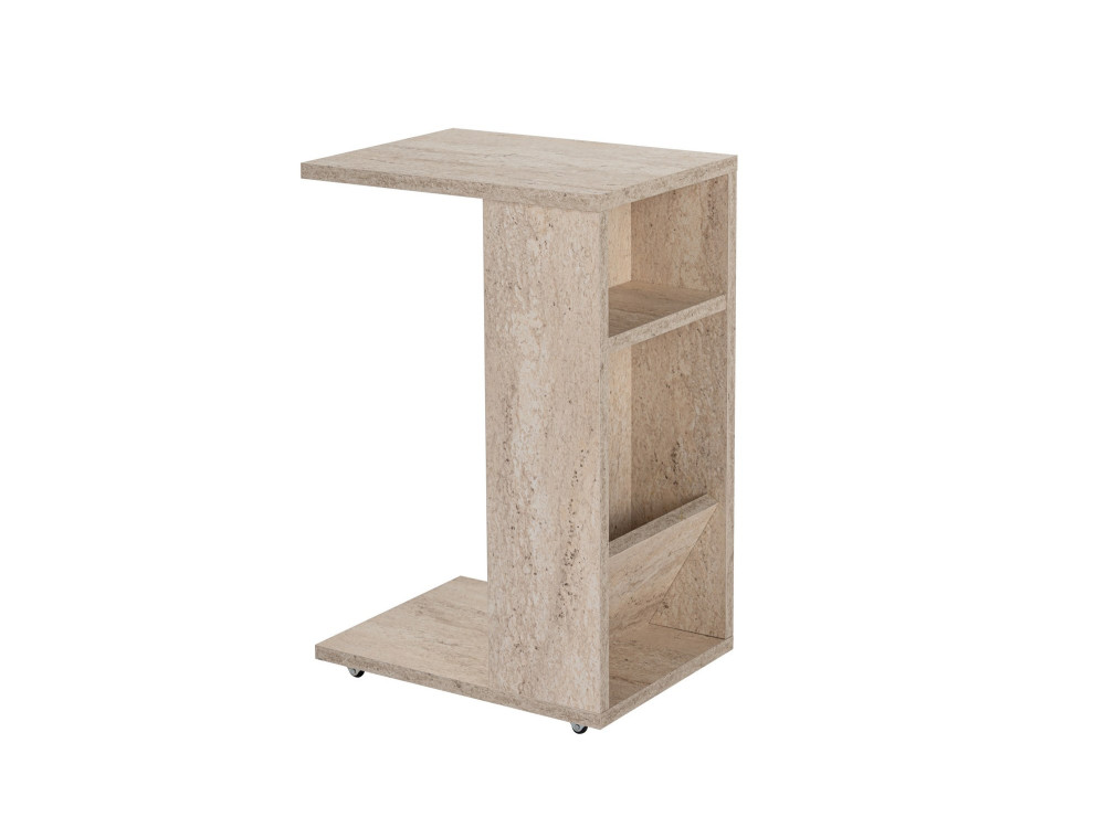 Mesa de apoio de madeira "Filinta" - 30 x 40 x 63 cm - Travertino