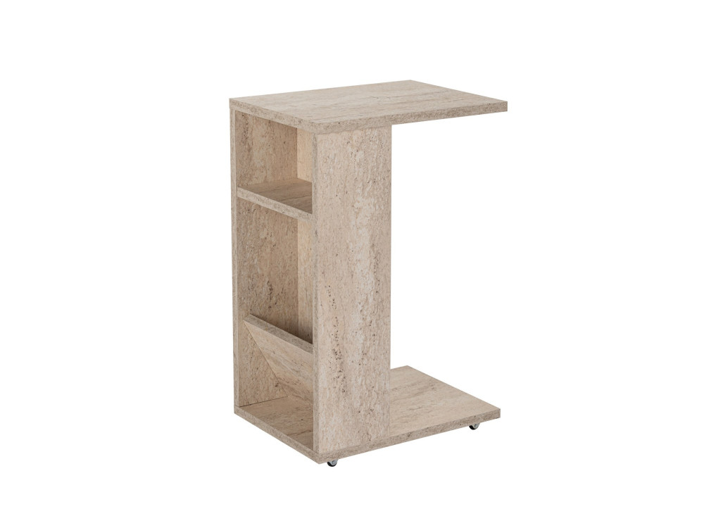 Mesa de apoio de madeira "Filinta" - 30 x 40 x 63 cm - Travertino