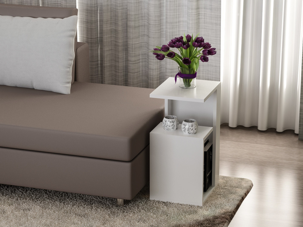 Mesa de apoio em madeira "Sister" - 35 x 29 x 60 cm - Branco