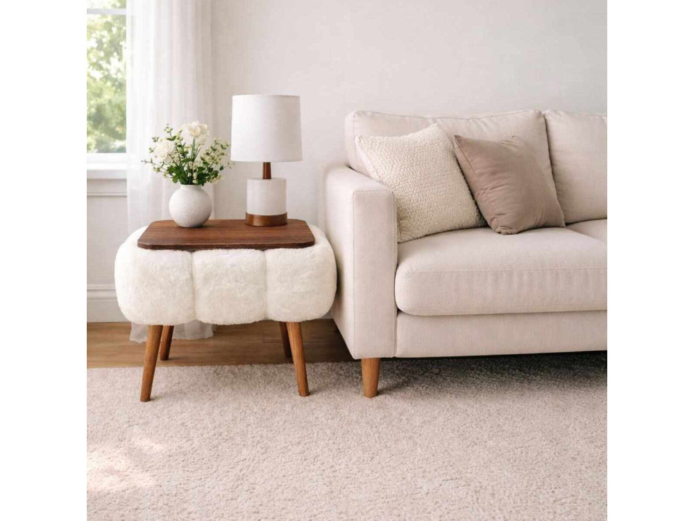 Mesa de apoio de madeira Papatya 35x45" - 45 x 35 x 44 cm - Branco