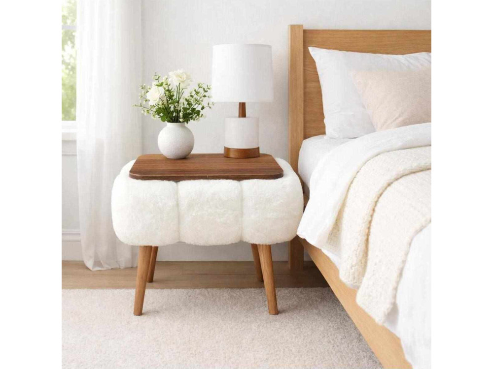 Mesa de apoio de madeira Papatya 35x45" - 45 x 35 x 44 cm - Branco