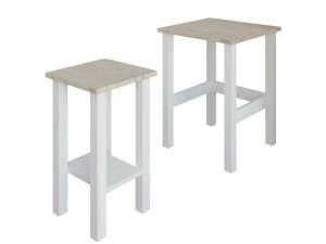 Conjunto de 2 mesas de apoio em madeira "Gina 2" - 45 x 45 x 60 cm - Branco
