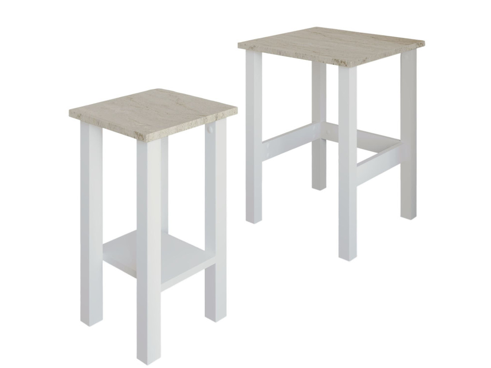 Conjunto de 2 mesas de apoio em madeira "Gina 2" - 45 x 45 x 60 cm - Branco
