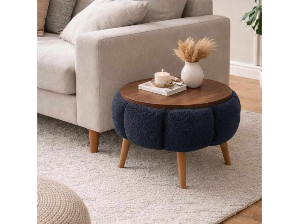 Mesa de apoio de madeira "Papatya" - 45 x 45 x 44 cm - Cinzento antracite