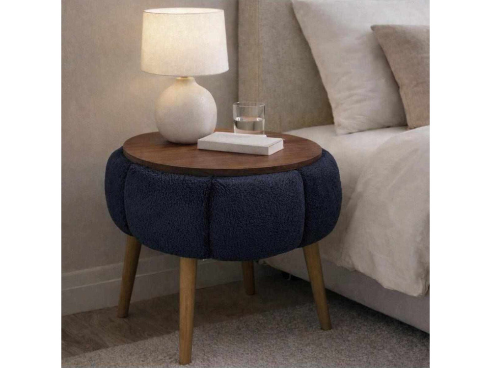 Mesa de apoio de madeira "Papatya" - 45 x 45 x 44 cm - Cinzento antracite