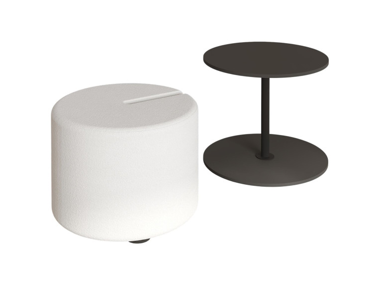 Mesa de apoio "Vexana" com banco de pés em madeira - 43 x 43 x 47 cm - Cinzento antracite