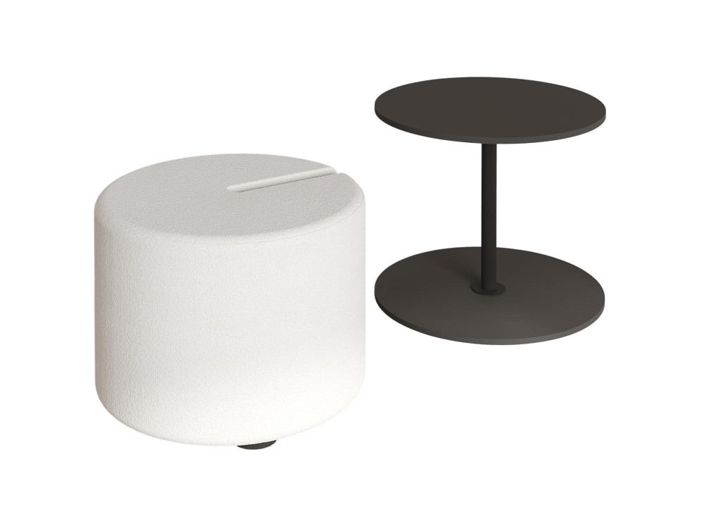 Mesa de apoio "Vexana" com banco de pés em madeira - 43 x 43 x 47 cm - Cinzento antracite