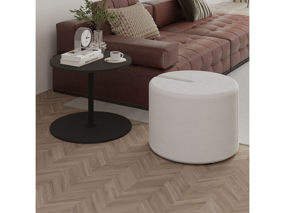 Mesa de apoio "Vexana" com banco de pés em madeira - 43 x 43 x 47 cm - Cinzento antracite