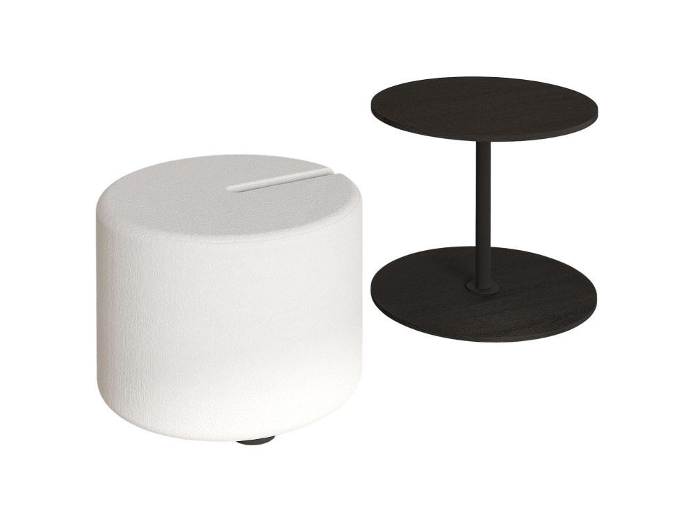 Mesa de apoio de madeira "Vexana" com banco para pés - 43 x 43 x 47 cm - Preto
