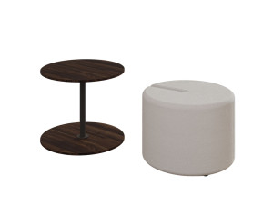 Mesa de apoio de madeira "Vexana" com banco para pés - 43 x 43 x 47 cm - Castanho