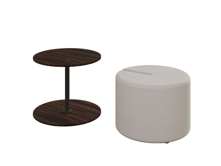Mesa de apoio de madeira "Vexana" com banco para pés - 43 x 43 x 47 cm - Castanho