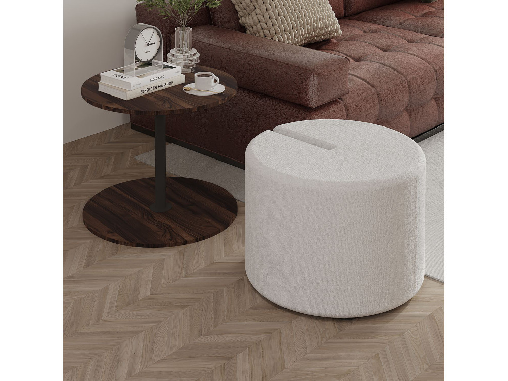 Mesa de apoio de madeira "Vexana" com banco para pés - 43 x 43 x 47 cm - Castanho