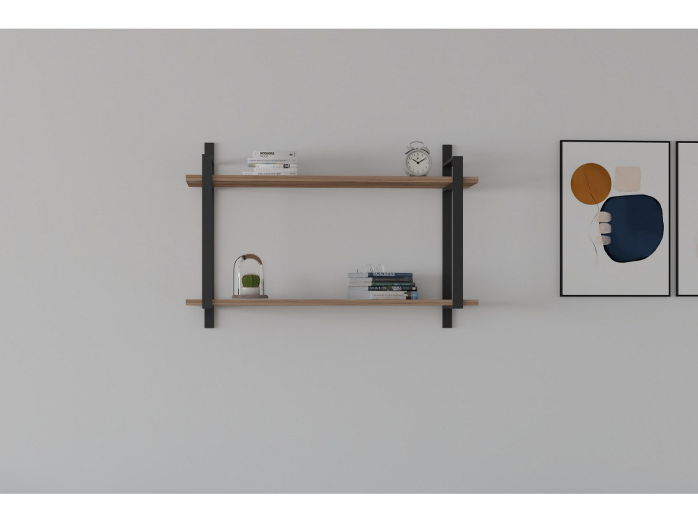 Prateleira de parede em madeira "Abat" - 90 x 22 x 60 cm - Nogueira