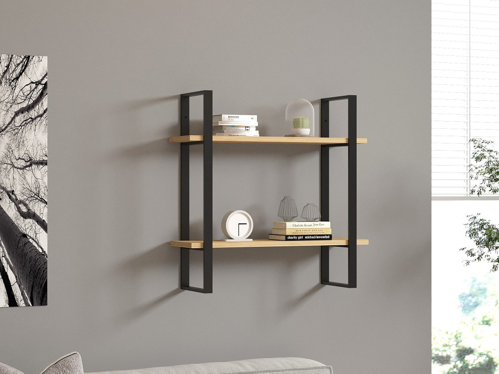 Prateleira de parede em madeira "Buba" - 70 x 22 x 70 cm - Castanho