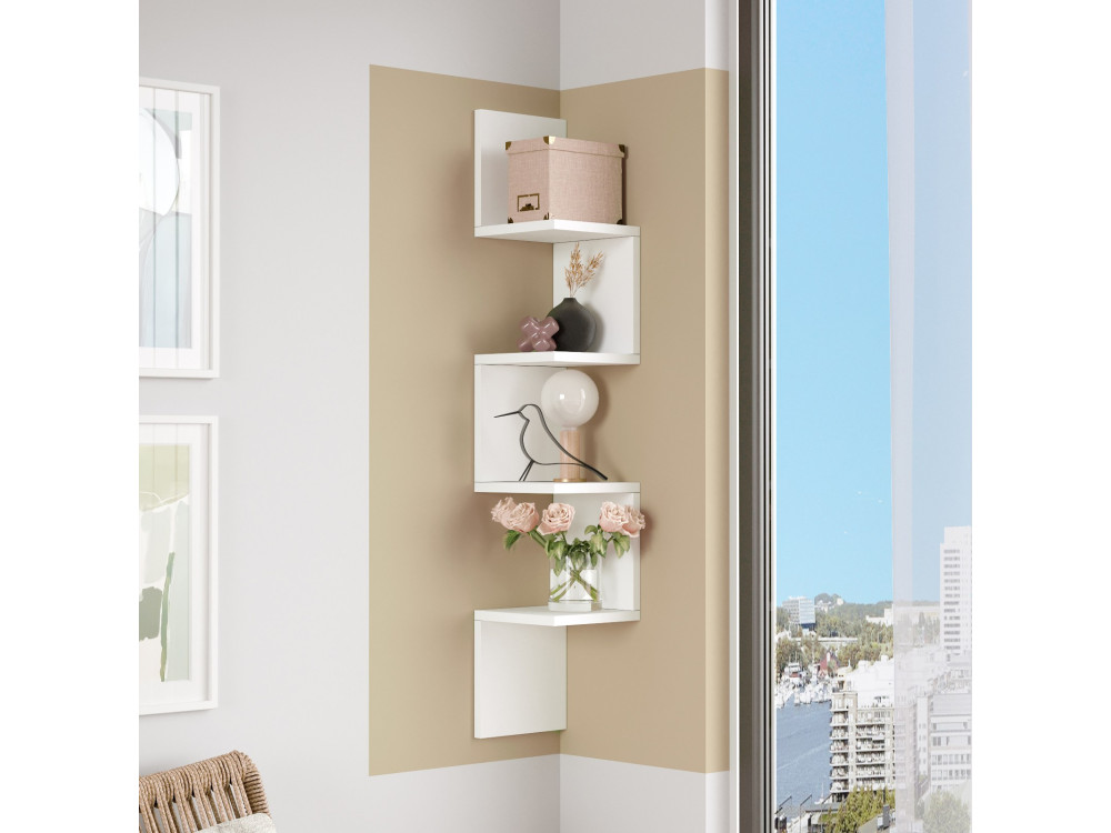Prateleira de parede em madeira "WL9" - 22 x 22 x 117 cm - Branco