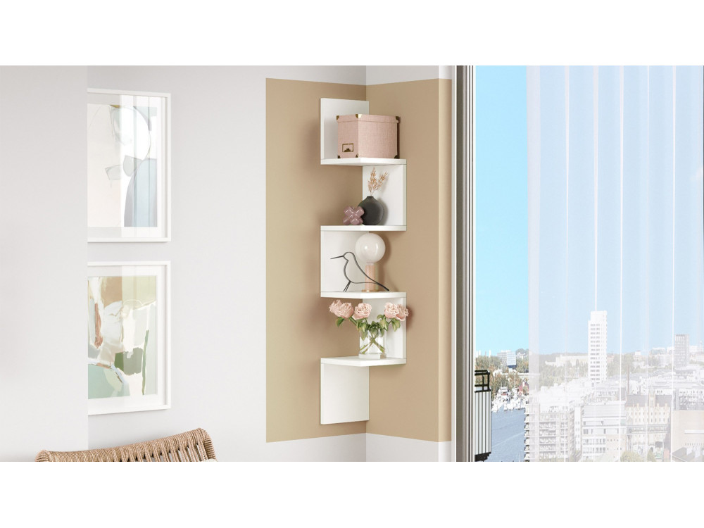 Prateleira de parede em madeira "WL9" - 22 x 22 x 117 cm - Branco