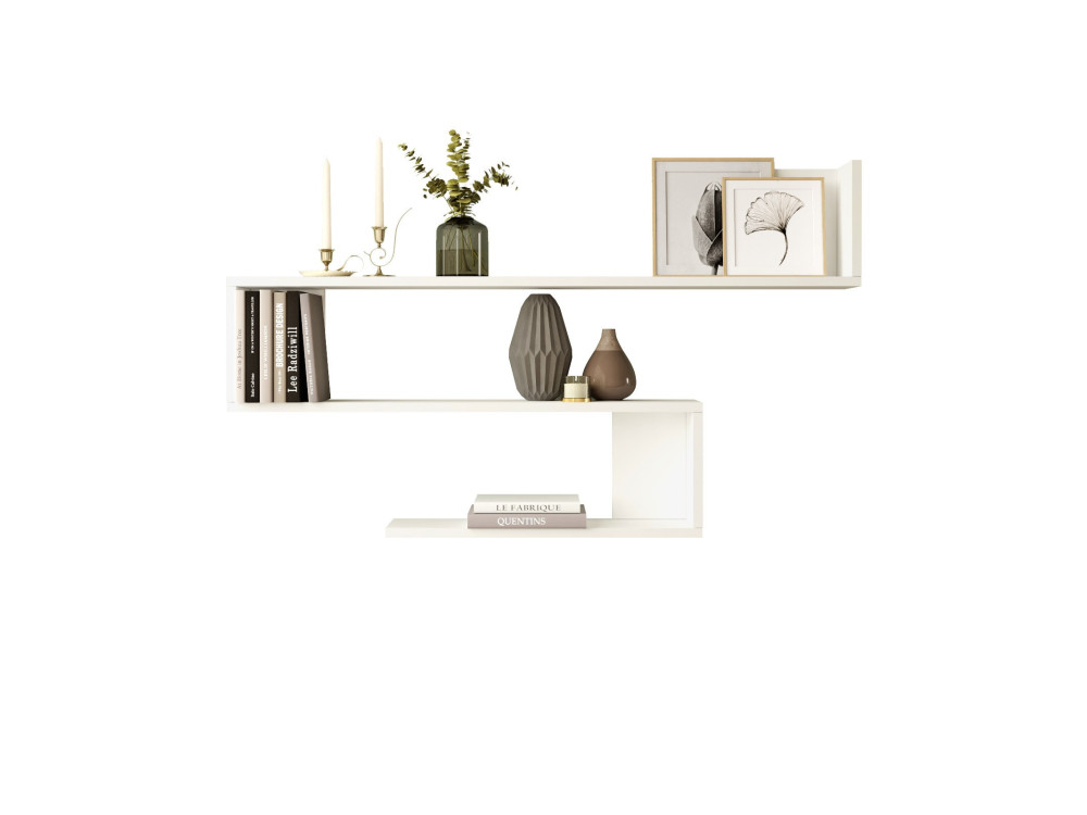 Prateleira de parede em madeira "WL10" - 120 x 14 x 71 cm - Branco