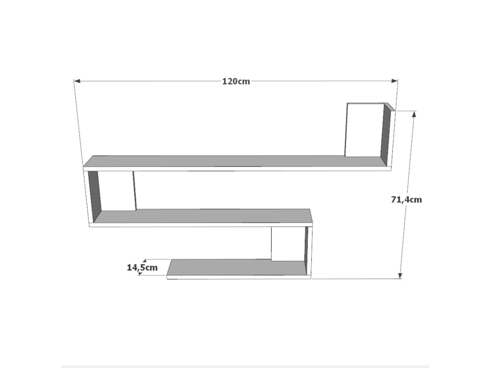 Prateleira de parede em madeira "WL10" - 120 x 14 x 71 cm - Branco